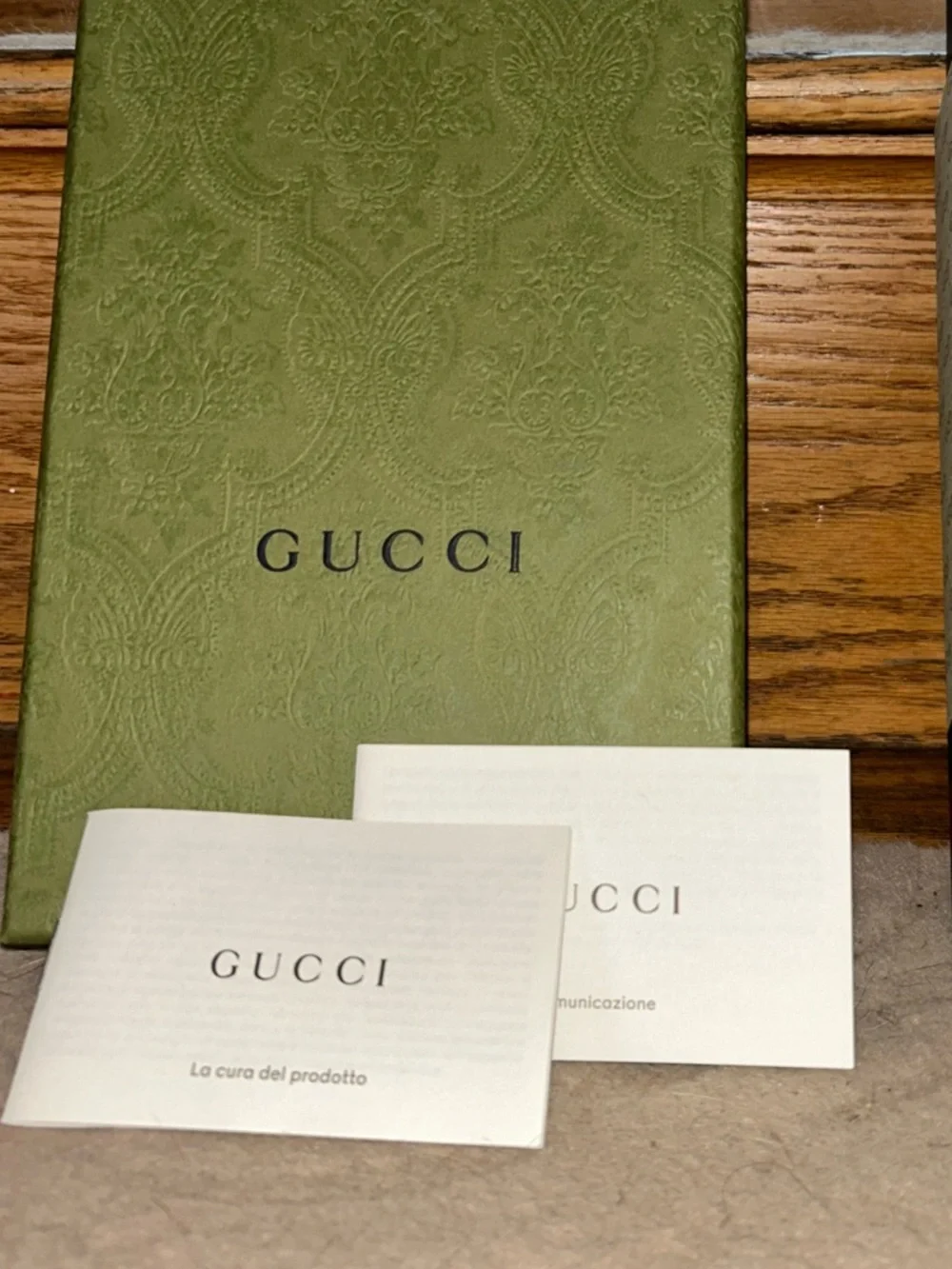 Gucci Green Box with Patterned Pencil Tin and Decorative Pencils